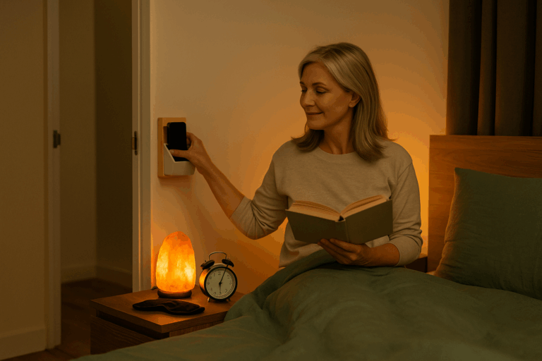 Digital‑Sunset‑Routine Blaulichtfrei einschlafen, Cortisol senken