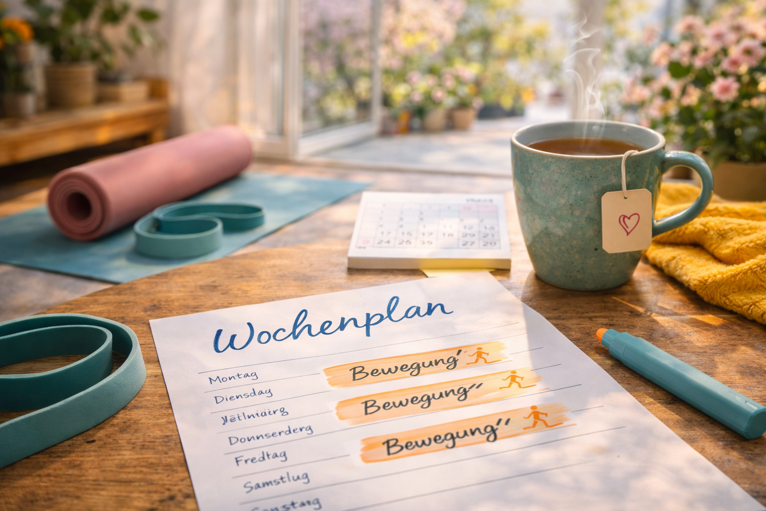 Dein Wochen-Baukasten: 2x Kraft, 1x Mobilität und genug Luft für echtes Leben